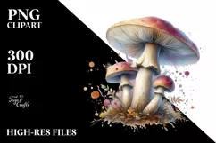 Magical Mushroom Watercolor Splash PNG Product Image 1