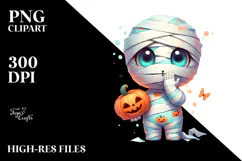Funny Mummy with Pumpkins PNG Product Image 2