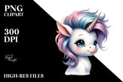 Cute Baby Unicorn with Cool Haircut | Sublimation | Clipart Product Image 3