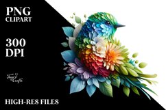 Vibrant Bird with Flowers, PNG Product Image 3