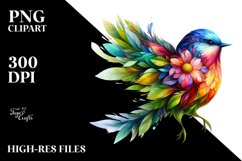 Vibrant Bird with Flowers, PNG Product Image 3
