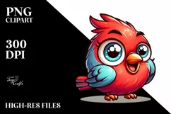 Cute Enthusiastic Baby Cardinal | Sublimation Clipart Product Image 3