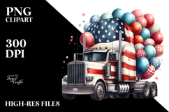 Vintage Semi Truck with USA Flag Colors, PNG Product Image 2
