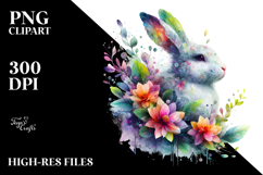 Abstract Vibrant Rabbit Made of &amp; Flowers, PNG Product Image 2
