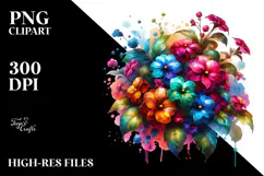 Impatiens with Watercolor Splash PNG Product Image 2