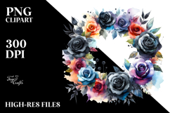 Abstract Black Roses Vibrant Wreath | Summer Clipart Product Image 2