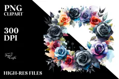 Abstract Black Roses Vibrant Wreath | Summer Clipart Product Image 2