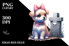 Vibrant Baby Dog with Grave | Sublimation Clipart Product Image 2