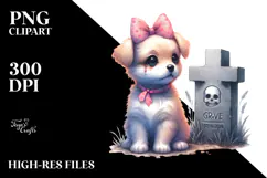 Vibrant Baby Dog with Grave | Sublimation Clipart Product Image 2