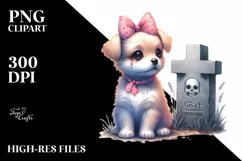 Vibrant Baby Dog with Grave | Sublimation Clipart Product Image 3