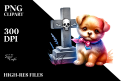 Vibrant Baby Dog with Grave | Sublimation Clipart Product Image 2