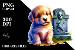 Vibrant Baby Dog with Grave | Sublimation Clipart Product Image 2