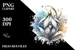 Abstract Detailed Snowdrop Watercolor Splash | Clipart Product Image 3