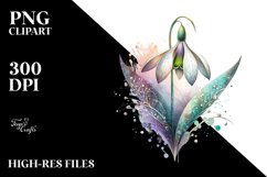 Abstract Detailed Snowdrop Watercolor Splash | Clipart Product Image 3
