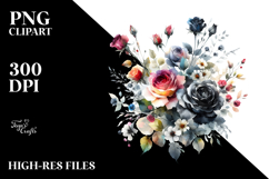 Colorful Black Roses PNG Product Image 2