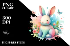 Colorful Wood Bunny PNG Product Image 2