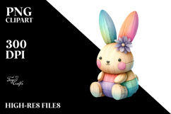 Colorful Wood Bunny PNG Product Image 2