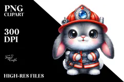 Crazy Baby Bunny Firefighter Hat PNG Product Image 2