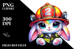 Crazy Baby Bunny Firefighter Hat PNG Product Image 2