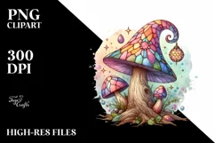 Wooden Stained Magical Mushroom PNG Product Image 1