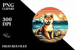 Beach Shiba Inu Sunset | Sublimation Clipart Product Image 3