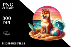 Beach Shiba Inu Sunset | Sublimation Clipart Product Image 1