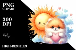 Sun-Loving Pomeranian Holding Heart PNG Product Image 2