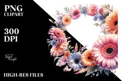 Washed Watercolor Gerbera Glossy Petals | Clipart Product Image 2