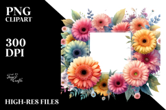 Washed Watercolor Gerbera Glossy Petals | Clipart Product Image 2