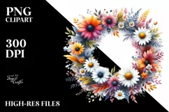 Colorful Wreath Watercolor Clipart Product Image 1