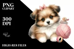 Cute Baby Dog Watercolor PNG Product Image 1