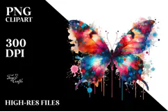 Colorful Skull with Grungy Butterfly, Transparent PNG Product Image 2