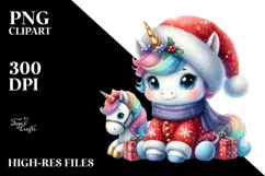 Cute Baby Unicorn | Christmas Clipart Product Image 1