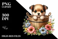 Cute Dog with Flowers, Transparent PNG Product Image 1