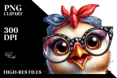 Big-Eyed Chicken with Bandana | Sublimation Clipart Product Image 2