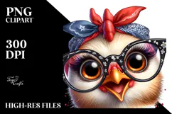 Big-Eyed Chicken with Bandana | Sublimation Clipart Product Image 2