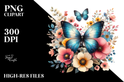 Boho Butterfly of Spring Flowers, Transparent PNG Product Image 2