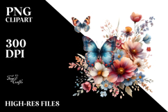 Boho Butterfly of Spring Flowers, Transparent PNG Product Image 2
