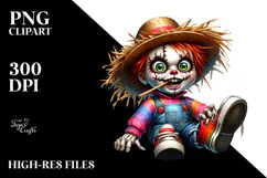 Haunted Doll with Mismatched Shoes, PNG Product Image 2