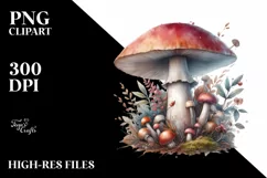Detailed Mushroom Watercolor Splash PNG Product Image 1
