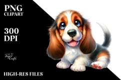 Happy Basset Hound Puppy, Watercolor PNG Product Image 2