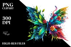 Vibrant Butterfly with Flowers, PNG Product Image 1