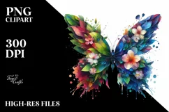 Vibrant Butterfly with Flowers, PNG Product Image 3