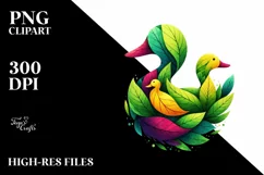Vibrant Duck with Flowers, PNG Product Image 1