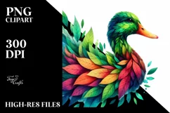 Vibrant Duck with Flowers, PNG Product Image 3