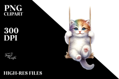 Colorful Baby Cat Swinging Rainbow | Sublimation | Clipart Product Image 2