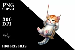 Colorful Baby Cat Swinging from Rainbow | Sublimation Product Image 3
