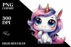Funny Unicorn Watercolor PNG Product Image 1