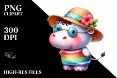 Cute Baby Hippo Summer Clipart Product Image 3