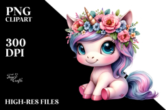 Cute Sitting Baby Unicorn PNG Product Image 2
